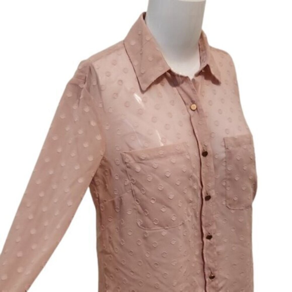 [A New Day] Light dusty rose circle long sleeve button down - Size XS